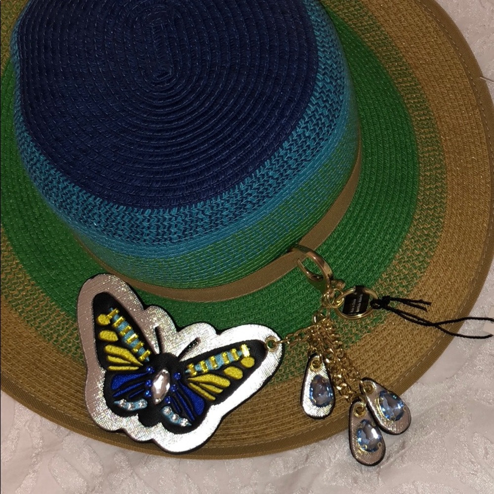 Kate key fob bag charm butterfly rainbow NWTS